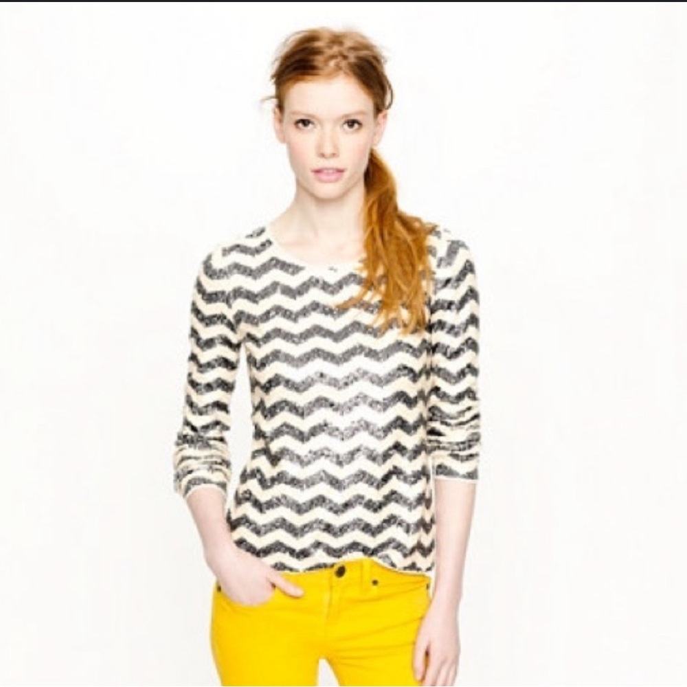 J. Crew Sequin Zigzag Shirt